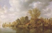 Jan van Goyen River Landscape (mk08) oil painting